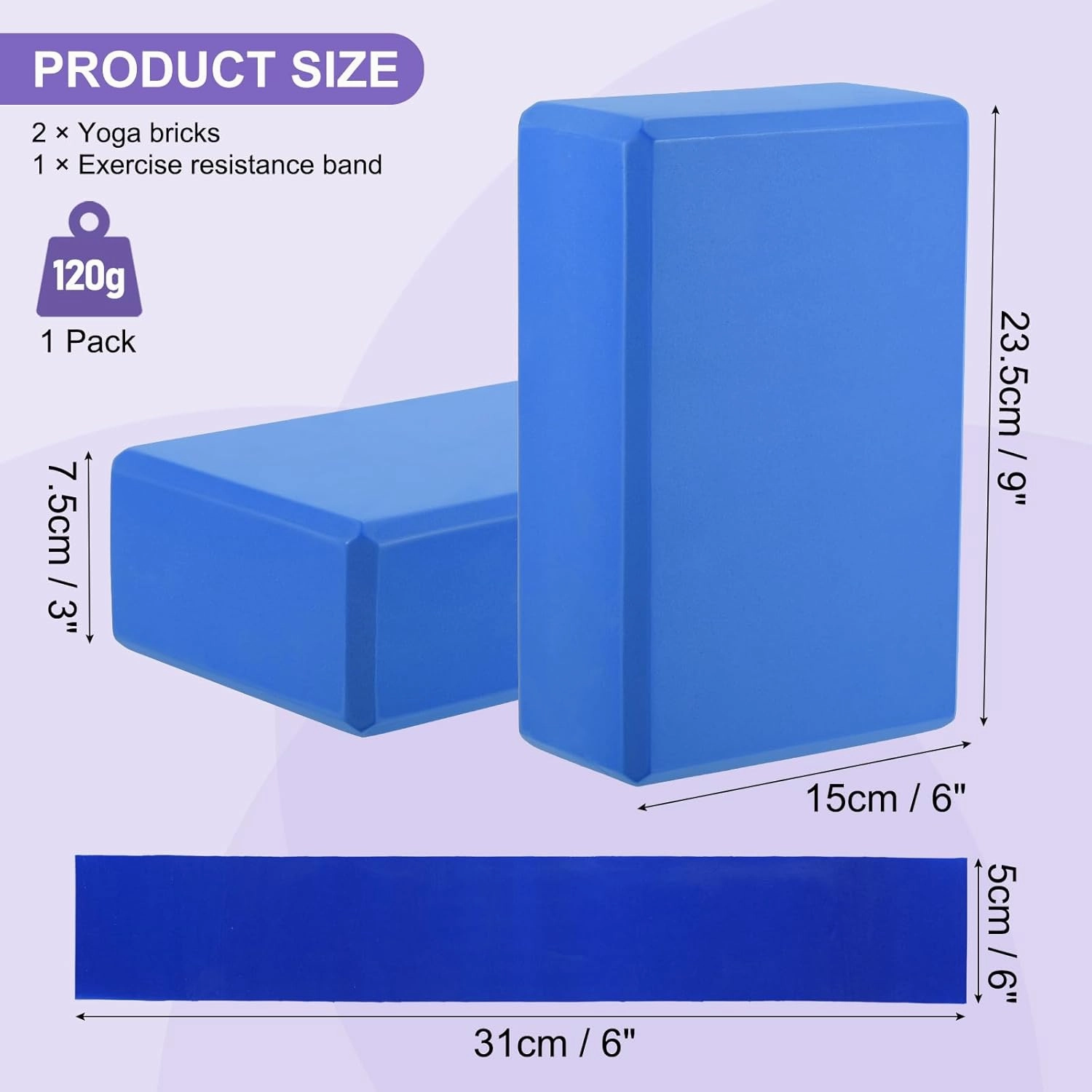 PATIKIL Yoga Blocks & Resistance Band Set, 2 Pack High-Density EVA Foam Yoga Block Bulk 9"x6"x3" Non-Slip Dance Brick Lightweight for Women Gym Stretching Yoga Pilates