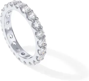 PAVOI 14K Gold Plated Cubic Zirconia Stackable Eternity Ring - 3.0mm Gold Wedding Ring for Women - Fake Promise Band Stacking Jewelry