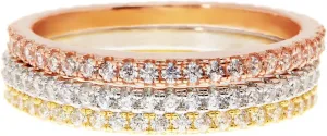 PAVOI 14K Gold Plated Solid 925 Sterling Silver CZ Simulated Diamond Stackable Ring Eternity Bands for Women