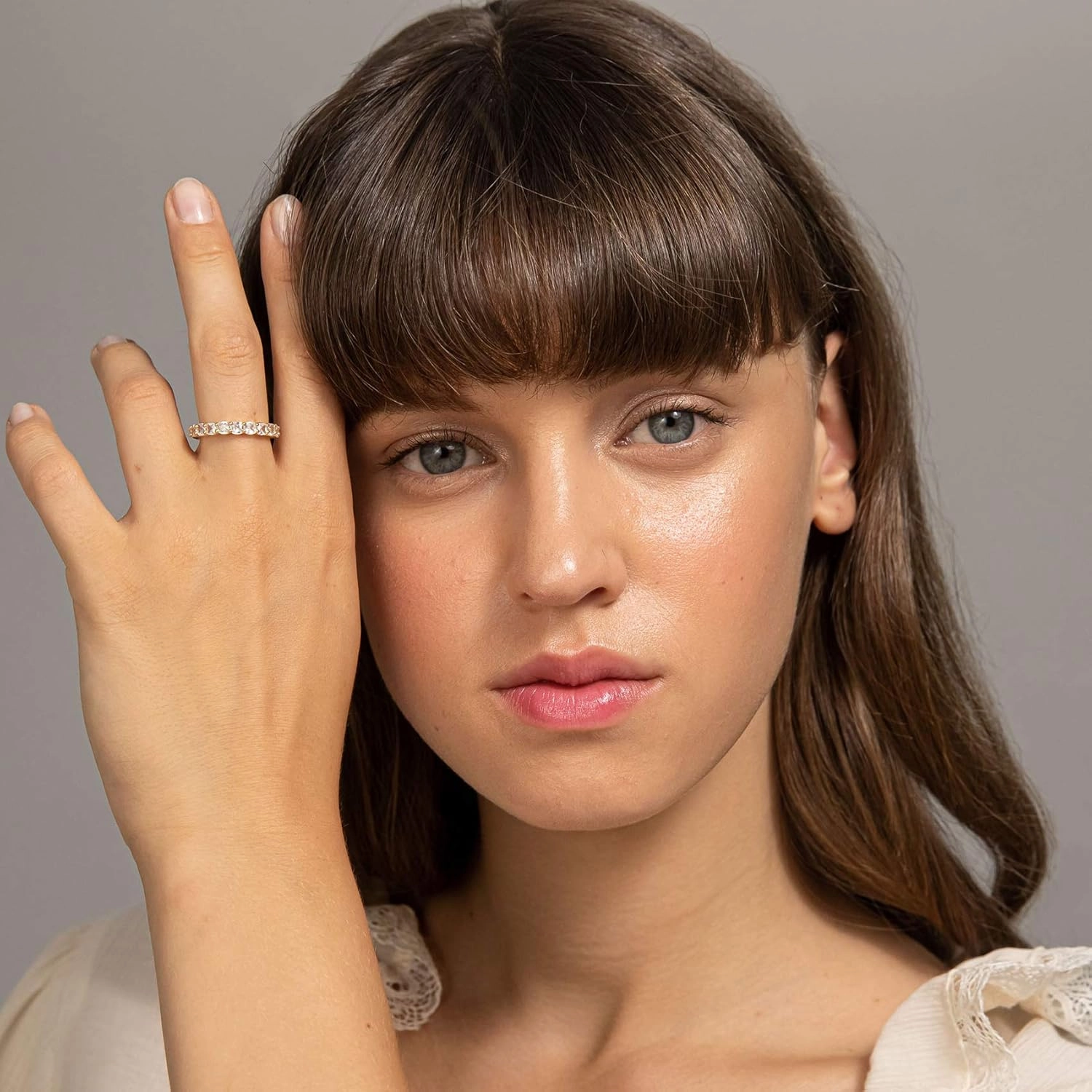 PAVOI 14K Gold Plated Rings with Cubic Zirconia Love - 4mm Stackable for Women - Gold Rings
