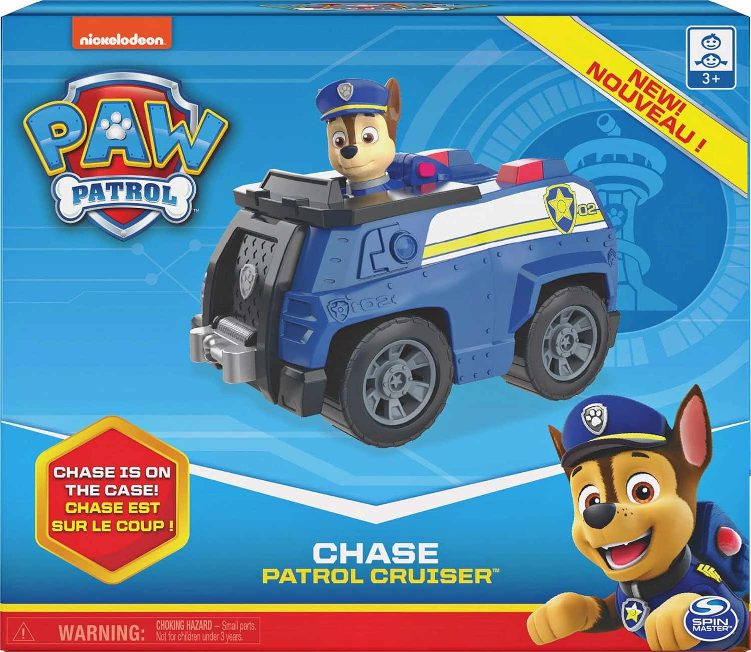 Paw Patrol, Chase’s Patrol Cruiser Vehicle with Collectible Figure, for Kids Aged 3 and Up