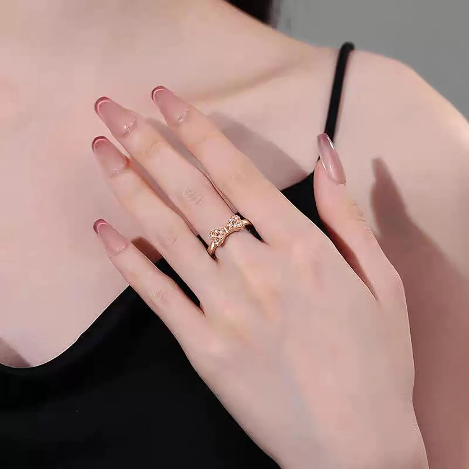 Plated 925 Sterling Silver Rings For Women Cubic Zirconia Promise Her Stackable Wedding Bow Stacking Ring Sets for Teen Size 8