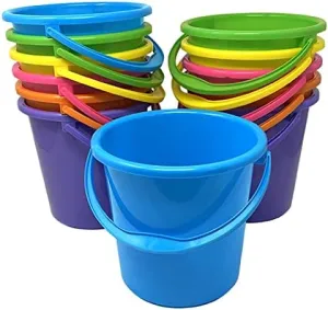Podzly 108 Pack Beach Pails Sand Buckets - 7" Large Beach Pails with Handles for Kids - Colorful Beach Toys for Sand Molds & Castles - Great Sand Buckets - Fun and Learning Accessory for Kids!