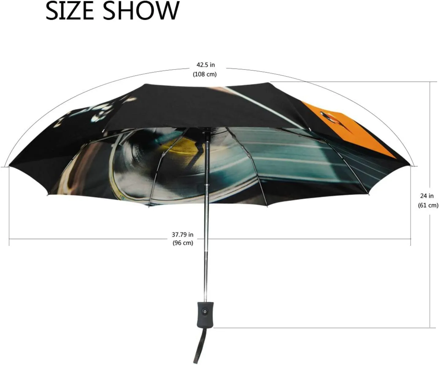 Poeticcity Automatic Folding Umbrella, Auto Open/Close 3 Folds Parasol, Compact Windproof Strong Umbrellas for Travel Sun & Rain