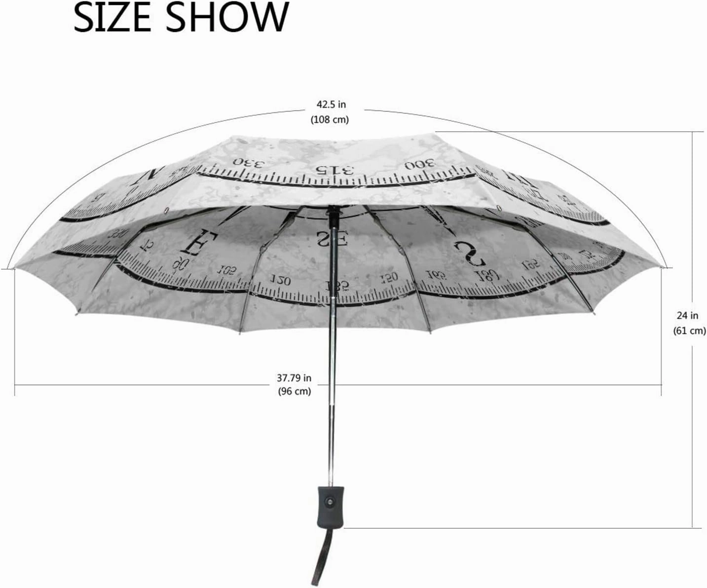 Poeticcity Automatic Folding Umbrella, Auto Open/Close 3 Folds Parasol, Compact Windproof Strong Umbrellas for Travel Sun & Rain