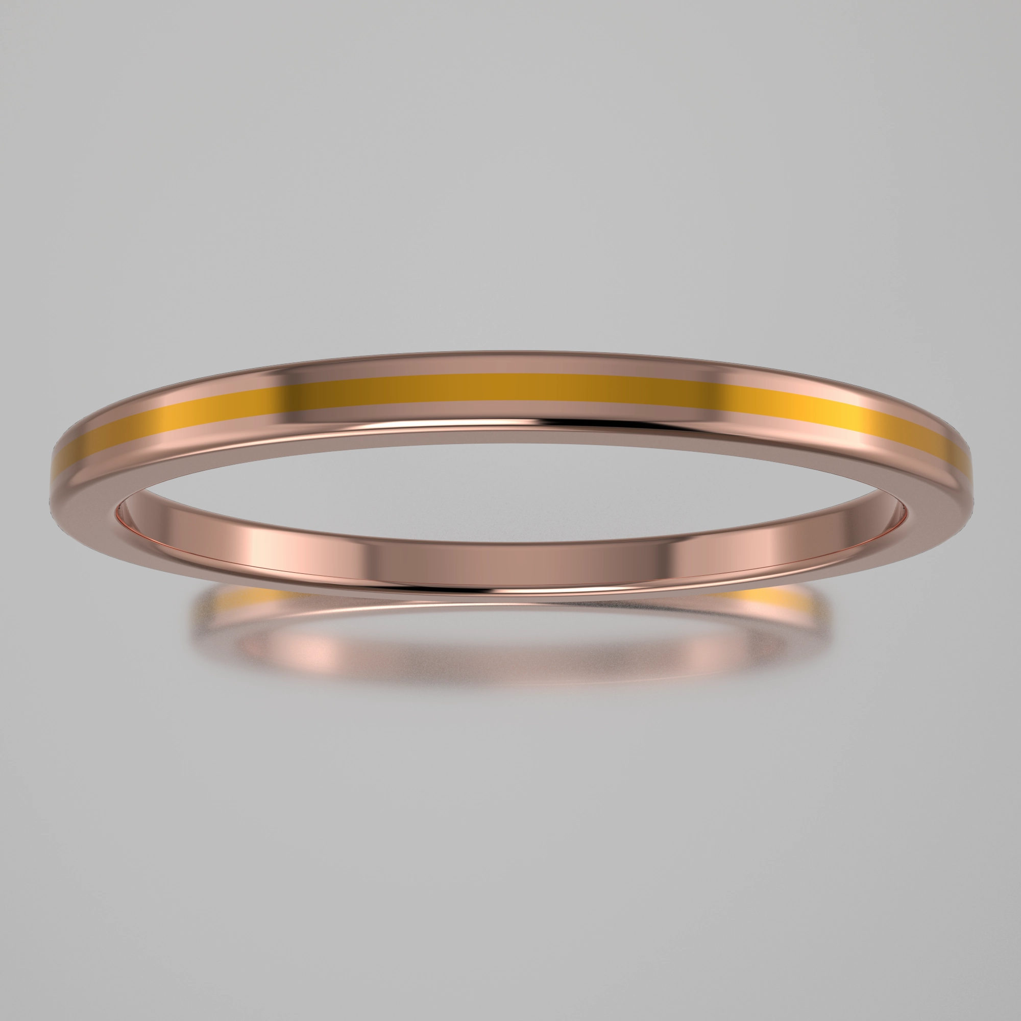 Polished Rose Gold 1.5mm Stacking Ring Yellow Resin