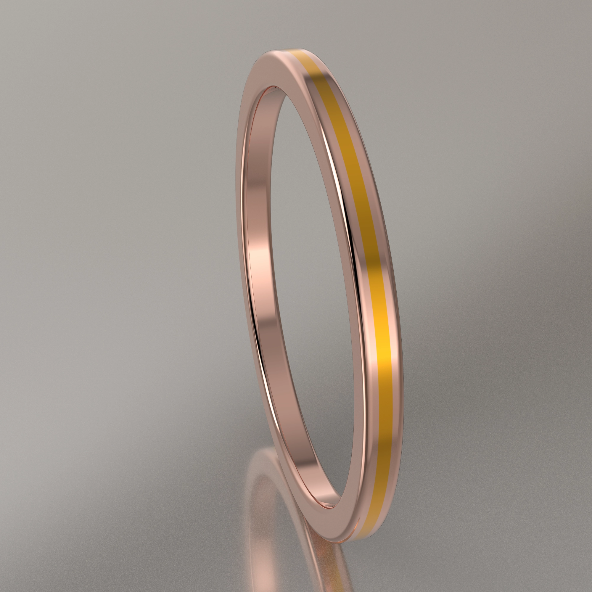Polished Rose Gold 1.5mm Stacking Ring Yellow Resin