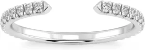 Pompeii 1/2Ct Pave Diamond Open Wedding Ring 14k Gold Stackable Band Lab Grown (F/G,VS1-VS2)