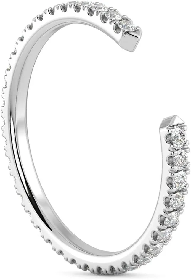 Pompeii 1/2Ct Pave Diamond Open Wedding Ring 14k Gold Stackable Band Lab Grown (F/G,VS1-VS2)