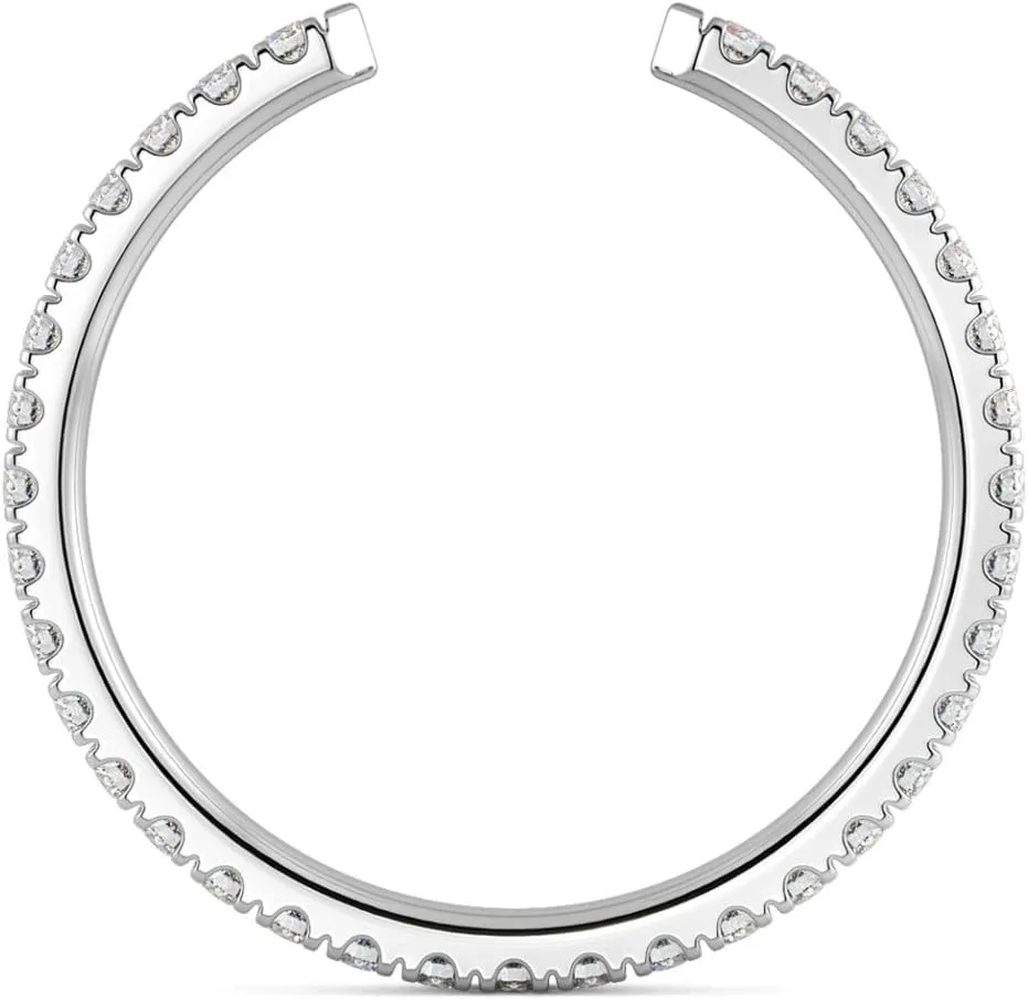 Pompeii 1/2Ct Pave Diamond Open Wedding Ring 14k Gold Stackable Band Lab Grown (F/G,VS1-VS2)