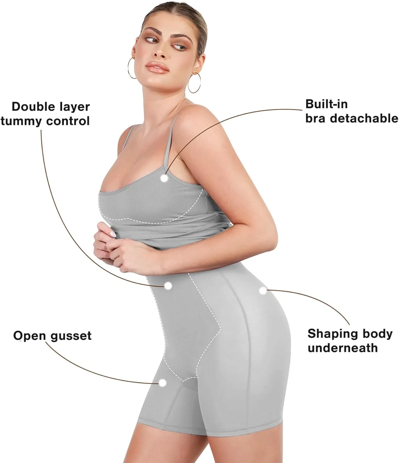 Popilush Summer Dresses for Women 2025 - Club Dress Cocktail Shapewear Mini Dress Spaghetti Straps Dinner Date Night Bodycon