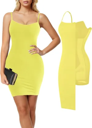 Popilush Summer Dresses for Women 2025 - Club Dress Cocktail Shapewear Mini Dress Spaghetti Straps Dinner Date Night Bodycon