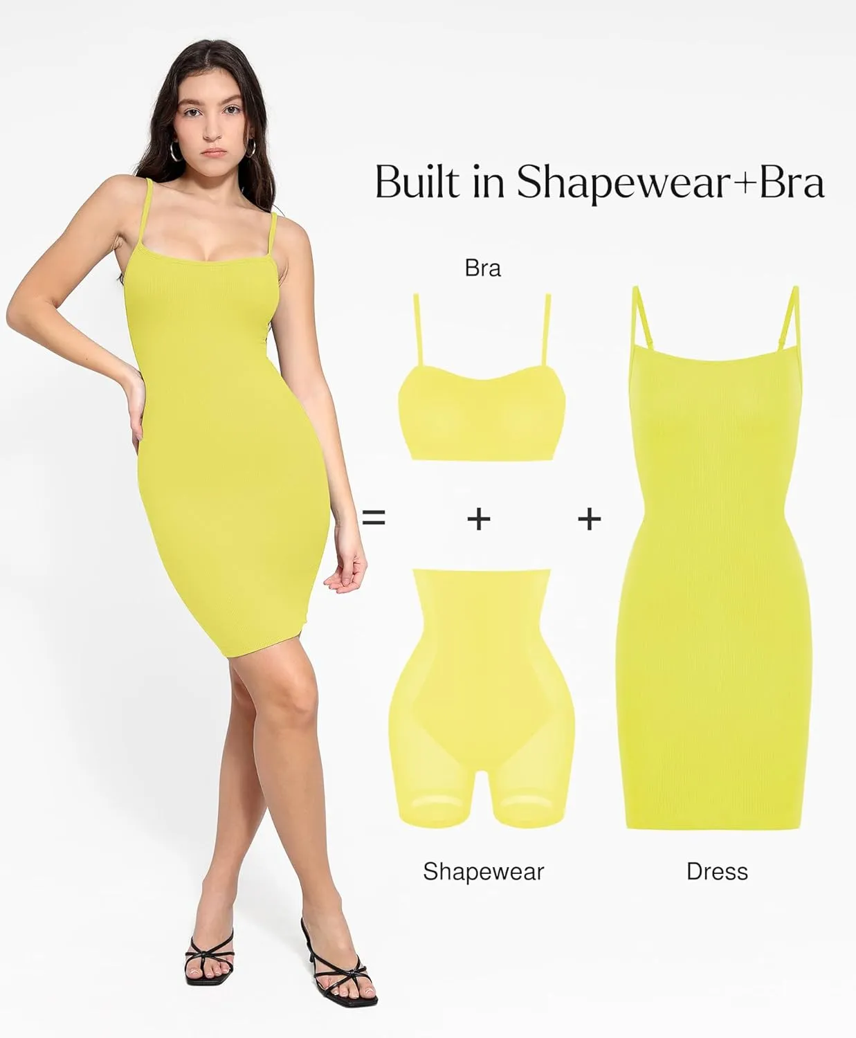 Popilush Summer Dresses for Women 2025 - Club Dress Cocktail Shapewear Mini Dress Spaghetti Straps Dinner Date Night Bodycon