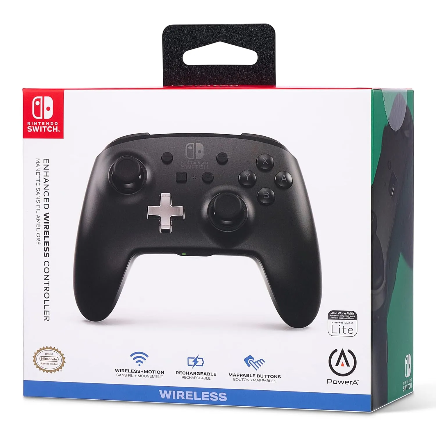 PowerA Enhanced Nintendo Switch Controller Wireless - Black, Rechargeable Pro Controller for Switch, Immersive Motion Control and Advanced Gaming Buttons