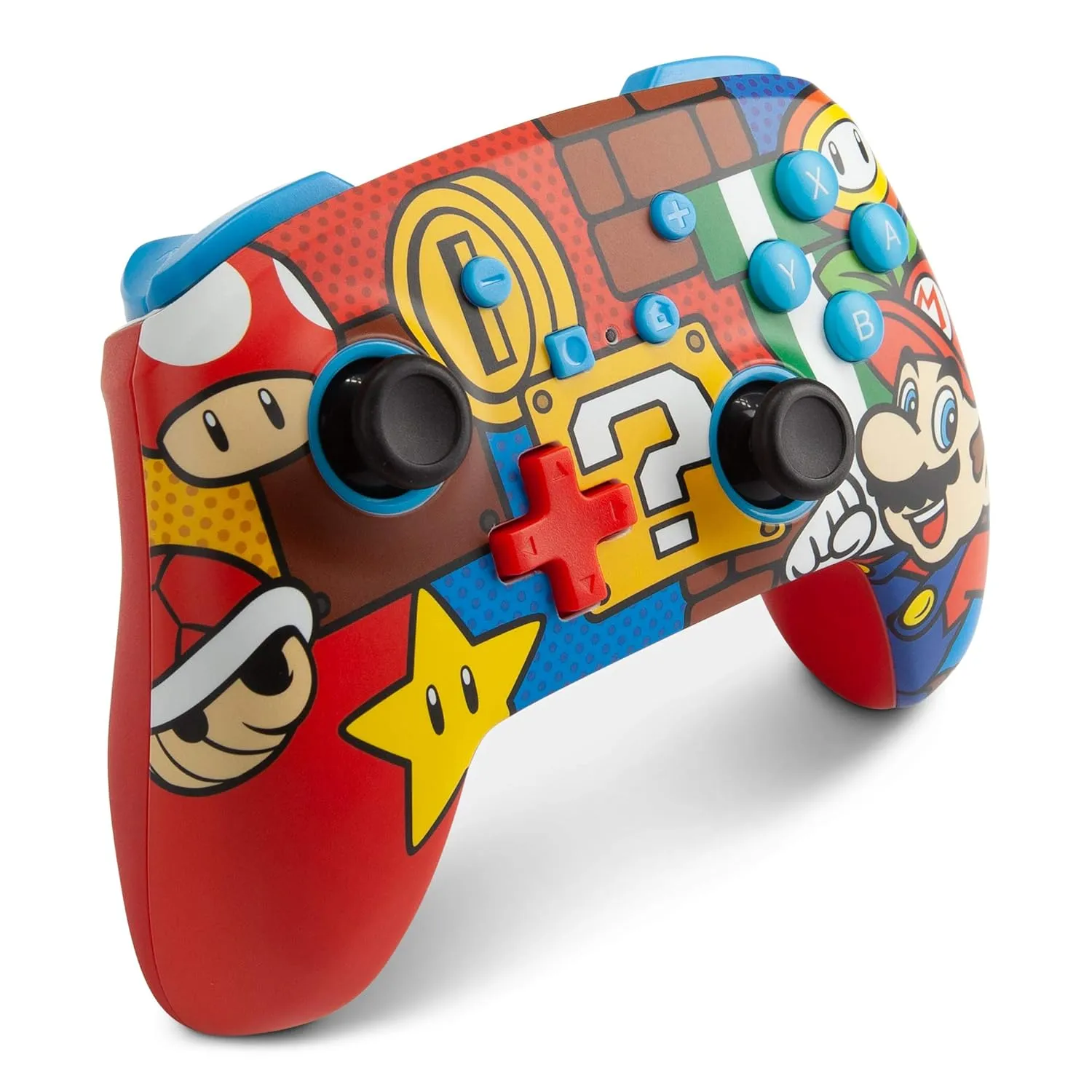 PowerA Enhanced Wireless Nintendo Switch Controller - Mario Pop, Rechargeable Switch Pro Controller, Immersive Motion Control, Officially Licensed by Nintendo (Amazon Exclusive)