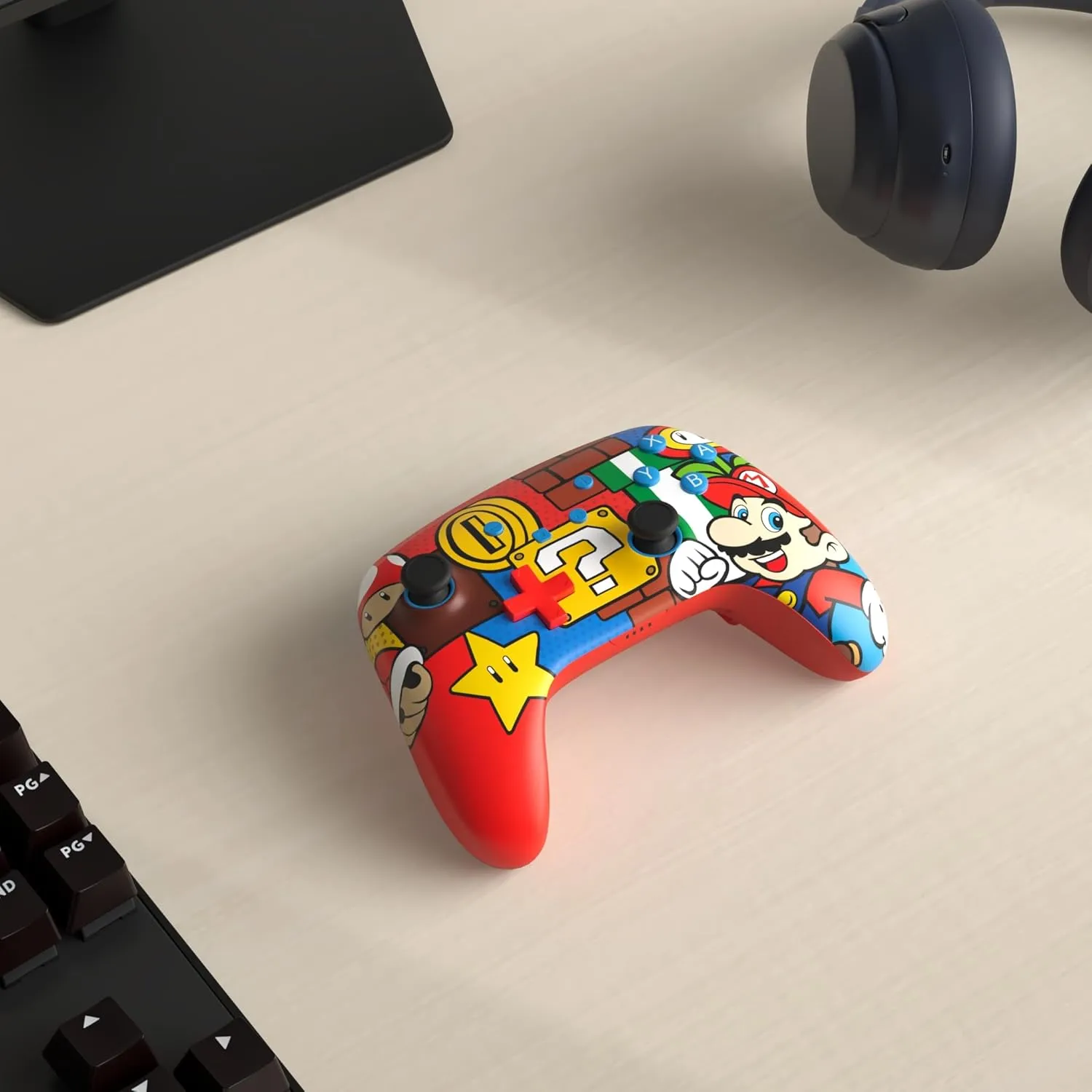 PowerA Enhanced Wireless Nintendo Switch Controller - Mario Pop, Rechargeable Switch Pro Controller, Immersive Motion Control, Officially Licensed by Nintendo (Amazon Exclusive)