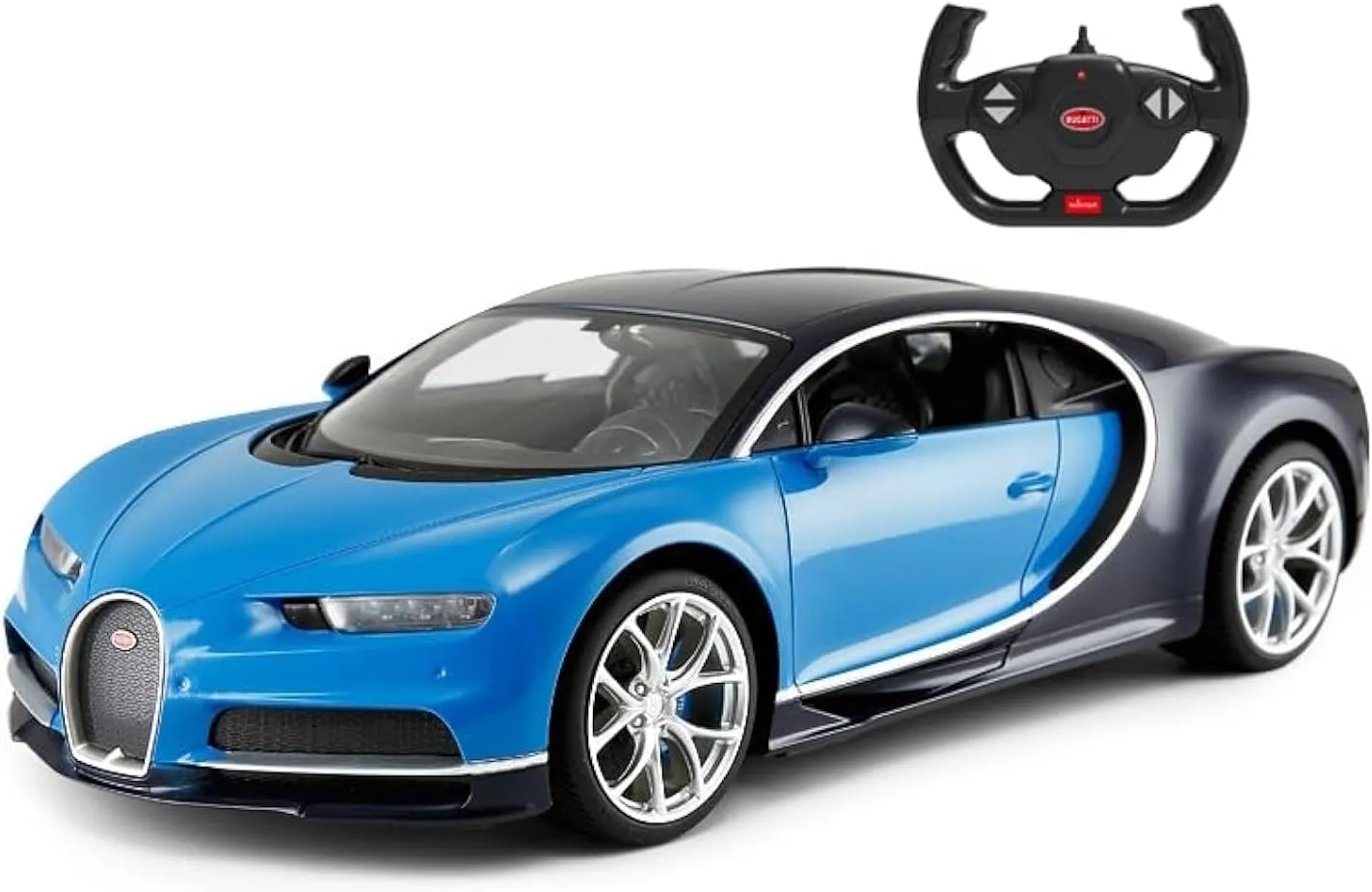 PowerTRC Official Licensed Bugatti, R/C Bugatti Chiron 1/14 Scale Model Sports Car w/Headlights Gift Ideas Birthday for Adults & Boys Ages 6  Years Blue
