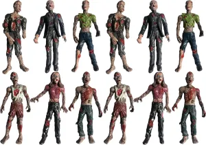 PowerTRC Toy Zombie Action Figures with Movable and Detachable Joints | Mini Zombie Figurines | Great for Presents, Decoration, and Party Favors | Pack of 6, 4 Inches Tall Zombies (12 Pcs)