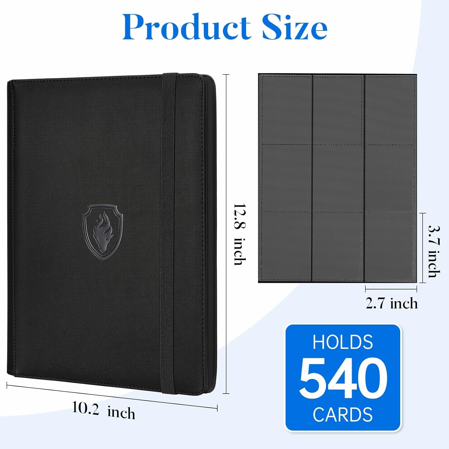 Premium 9 Pocket Card Binder for 540 Cards, Fabmaker PU Cover Trading Card Binder, Sturdy Card Collection Album, Sleek Card Holder Folders for YuGiOh, MTG, TCG, Game Cards & Sports Cards, Pink