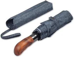 Prestige Travel Folding Umbrella, Handmade Wood Handle, Auto Open & Close