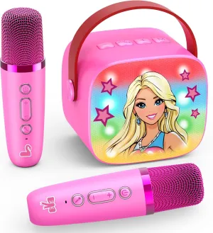 Princess Karaoke Microphone Machine Toys: Colorful LED Portable Bluetooth Speaker with 2 Wireless Mics Toys Gifts for 4 5 6 7 8 9 Years Old Girls Kids Birthday Party Gift for Girl Girls Ages 4-12 