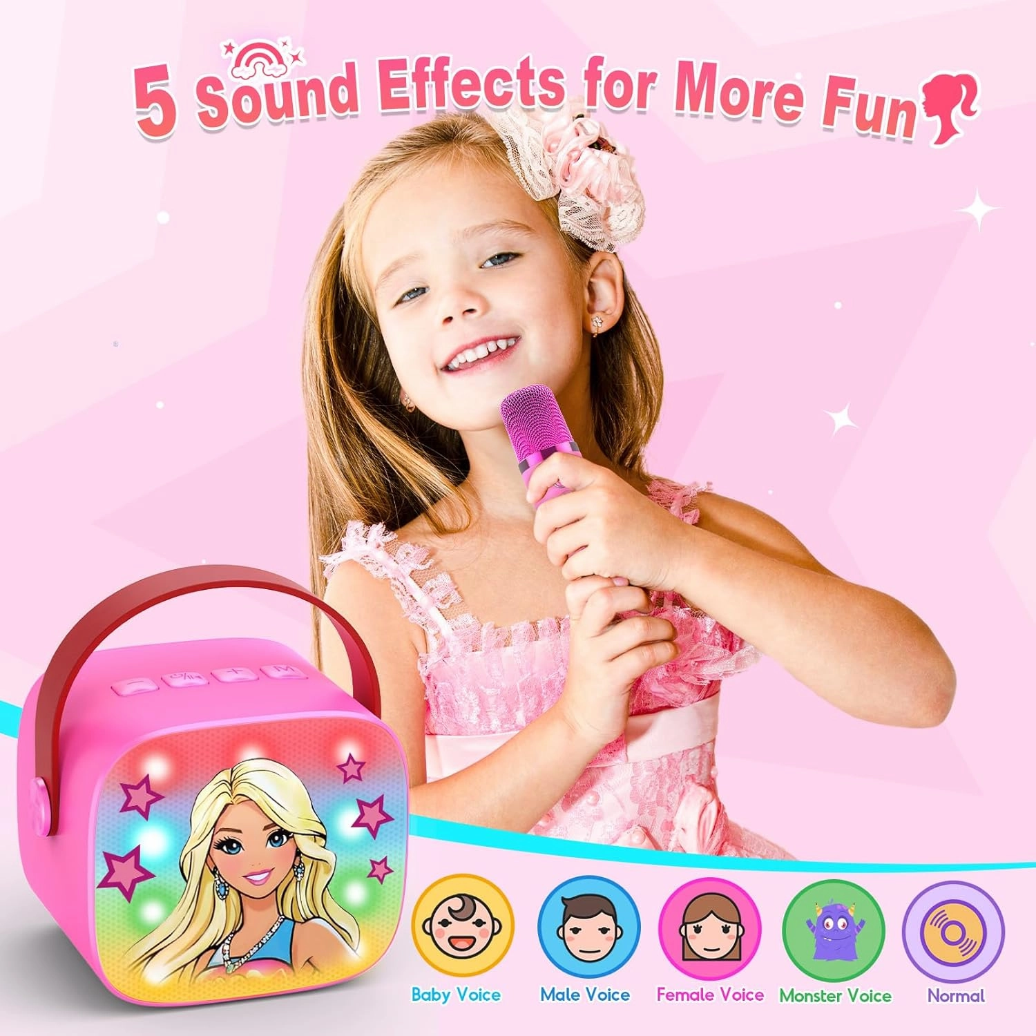 Princess Mini Karaoke Machine Toys: Kids Toys Girls Birthday Gifts Age 3-12  LED Portable Bluetooth Speaker with 2 Wireless Microphone Gift Toy for 4 5 6 7 8 9 Years Old Girl Boy Kid Adult