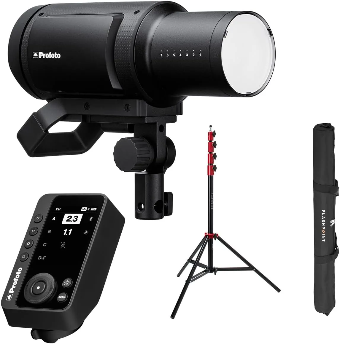 Profoto Pro-B3 750Ws Battery Powered Monolight Bundle with Connect Pro Wireless Transmitter for Sony and 9.5' Pro Air-Cushioned Stand