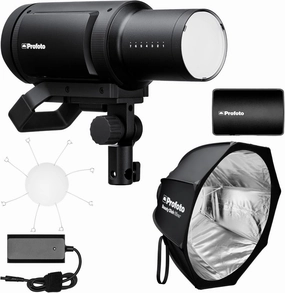 Profoto Pro-B3 Single Kit Bundle with Beauty Dish, Battery, Charger, and Deflector (5 Items, Compatible with Profoto RFi and OCF, Daylight Color, Black)