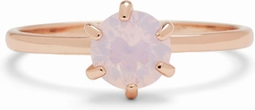 Pura Vida Rose Gold or Silver-Plated Iridescent Stone Stackable Ring - Brass Base, Stylish Design - Sizes 5-9