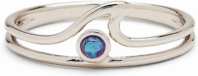 Pura Vida Rose Gold or Silver-Plated Opal Wave Ring w/White or Blue Stone - Brass Base, Stylish Design - Size 5-9