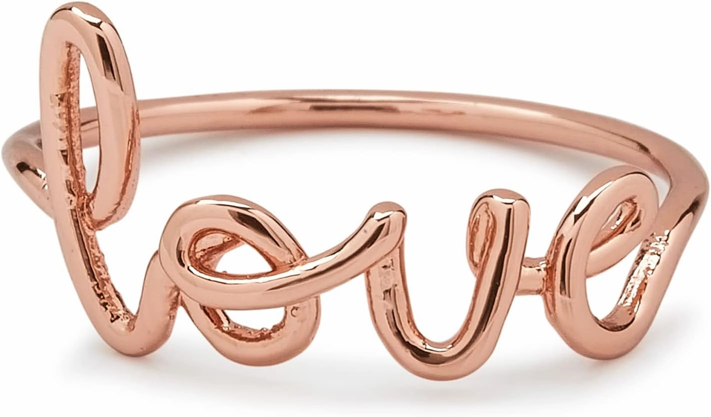 Pura Vida Rose Gold Plated Love Wire Wrap Ring - Brass Base Band, Stylish Design - Size 5-9