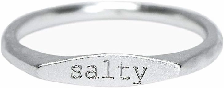 Pura Vida Salty Vibes Stackable Ring - .925 Sterling Silver Band, Brass Base - Sizes 5-9