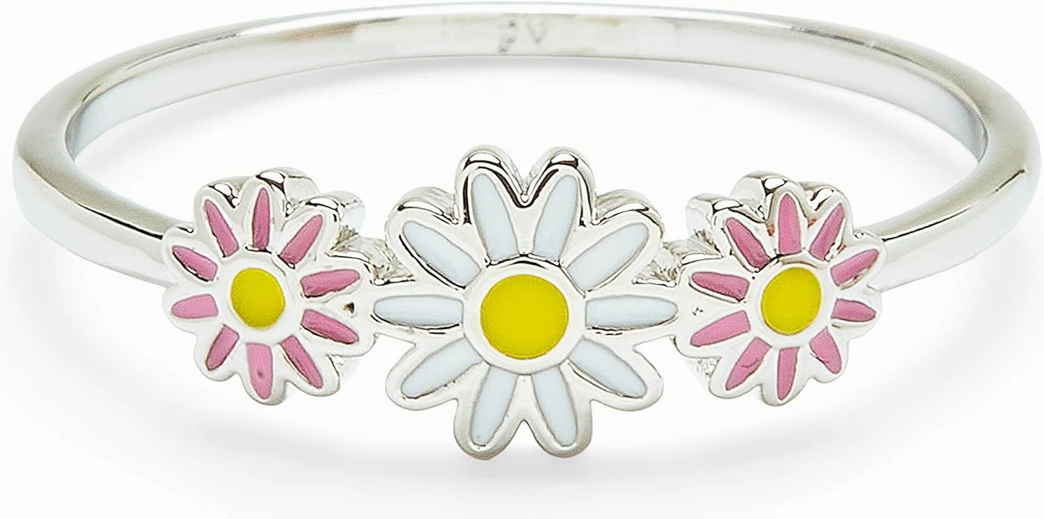 Pura Vida Silver Disney Daisy Duck Enamel Ring - Brass Base Band, Rhodium Plating