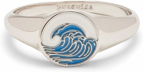 Pura Vida Silver-Plated Make Waves Stackable Signet Ring - Brass Base, Stylish Design - Sizes 5-9