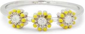 Pura Vida Silver Plated Perfect Posies Ring - Enamel Charm, Brass Base, Rhodium Plating - Size 5-9