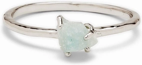 Pura Vida Silver Plated Raw Gemstone Ring w/Amazonite, Rose Quartz, or Turquoise - Brass Base, Rhodium Plating - Size 5-9