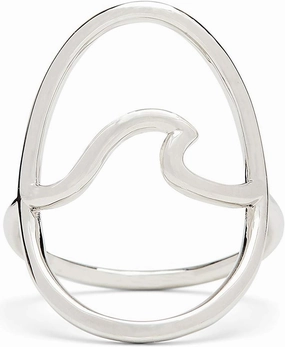 Pura Vida Silver-Plated Statement Large Wave Stackable Ring - Brass Band, Stylish Design - Sizes 5-9