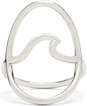 Pura Vida Silver-Plated Statement Large Wave Stackable Ring - Brass Band, Stylish Design - Sizes 5-9