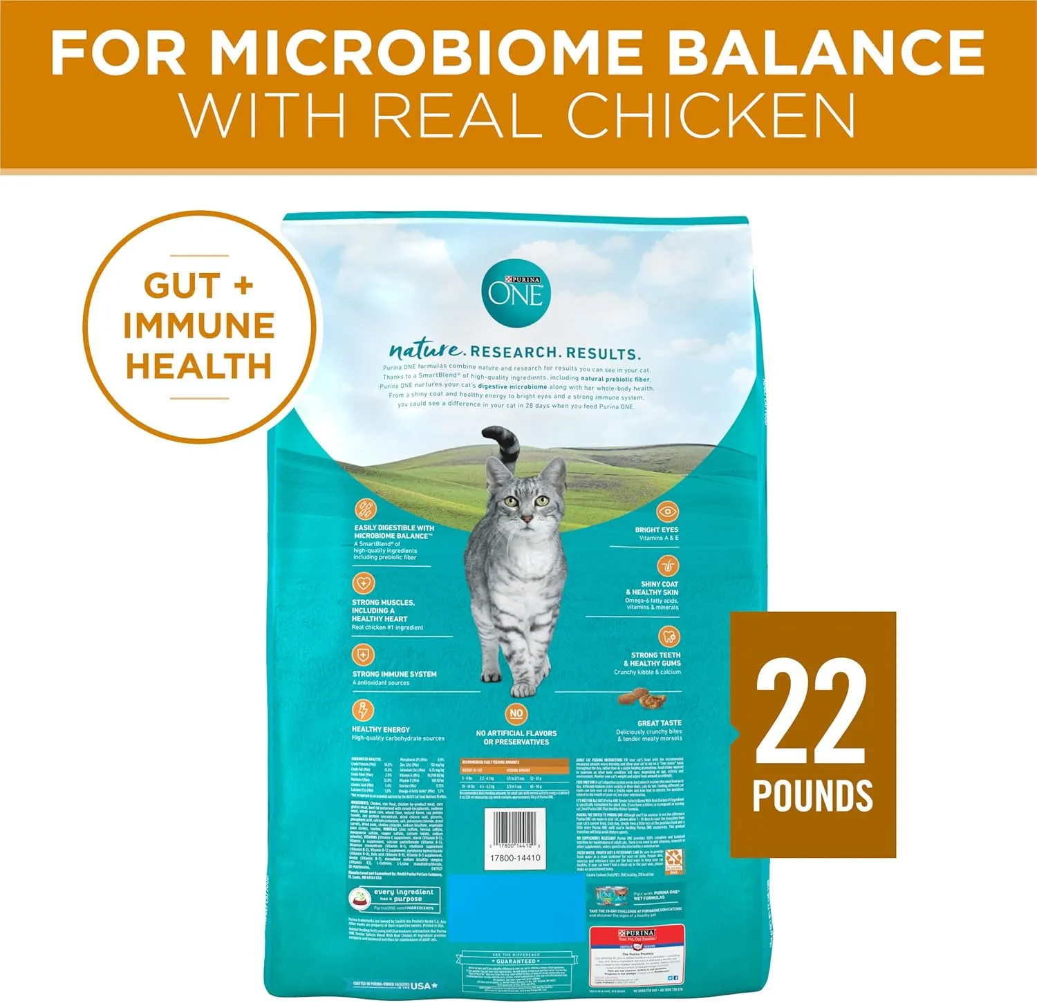 Purina ONE Natural Dry Cat Food, Tender Selects Blend With Real Chicken - 22 lb. Bag