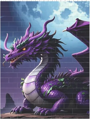 Purple Dragon Purple Moon Building Block Puzzle Personalized Building Bricks for Adults Block Puzzle Building DIY Brick Block Puzzles Valentine's Day Gifts for Home Decor Brick Puzzle