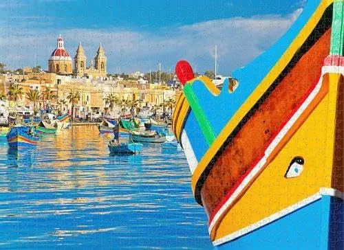 Puzzles for Adults 1000 Pieces Fishing Village Malta -Jigsaw Puzzle for Adults Challenging Puzzle Perfect for Game Nights