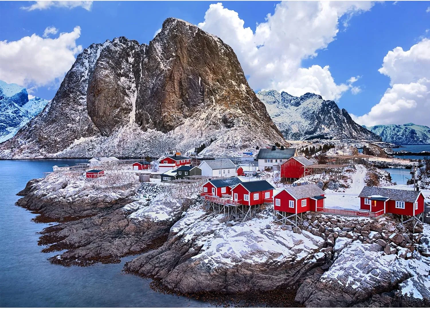 Puzzles for Adults 500 Pieces Fishing Village - Large Puzzle Game Artwork for Adults Teens