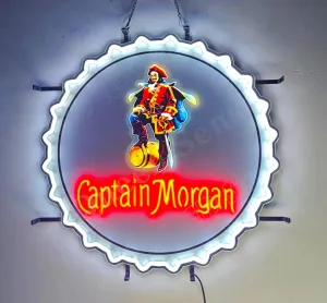 Queen Sense 32"x32" Custom Captain Morgans Rum Bottle Cap LED Neon Sign Light Wall Party Decor Lamp With Dimmer A132CMRLBCVVD-XLED