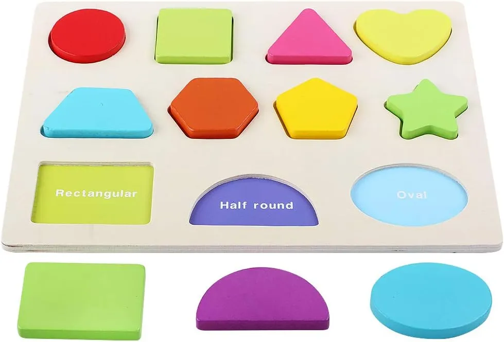 QZMTOY Wooden Puzzles for Toddlers, Wooden Alphabet Number Shape Puzzles Toddler Learning Puzzle Toys for Kids, 3 in 1 Puzzle for Toddlers, Age 3  (Set of 3)