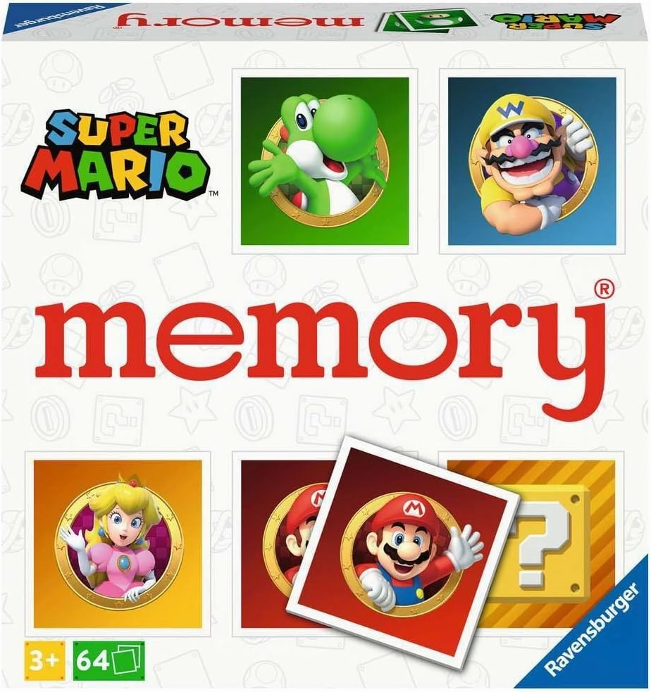 Ravensburger Super Mario Large Memory - Matching Picture Snap Pairs Game for Kids Age 3 Years and Up