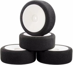 RC Accessory Compatible with HSP for HPI 1/10 On-Road RC Car 12mm Hex RC for Racing Cars Accessories 4Pcs Set Fir for Racing Foam Tire Wheel Rim Set(White)