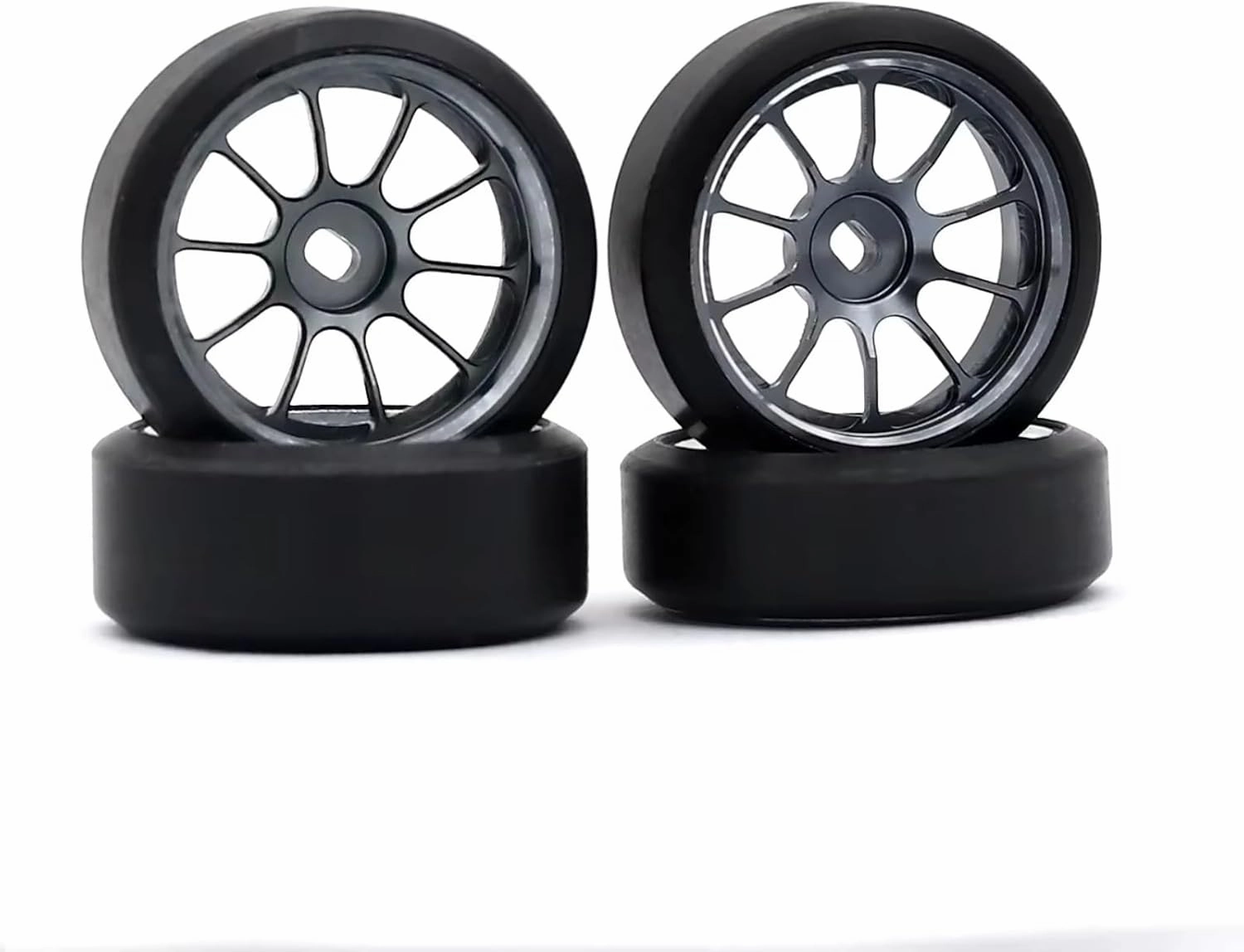 RC Car Upgrade Part for Wltoys 284131 K969 K989 for Kyosho for Mini-Z 1/28 1.5 Degrees Hard Plastic Drift Tires Metal Wheel Rim RC Car Upgrade Parts ﻿(Titanium)