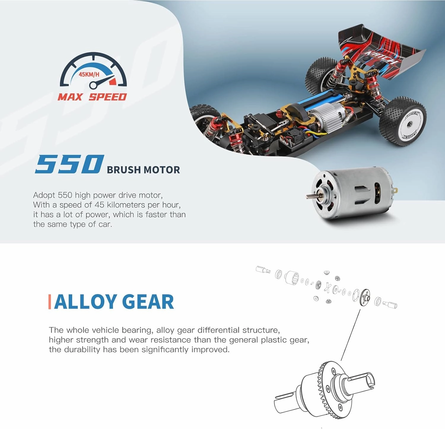 RC Racing Car, 45km/h High Speed Remote Control Car, 1:10 Drift Electric Short Course Rally Truck Monster Car 4WD All Terrain Toy Cars Buggy for Boys & Girls