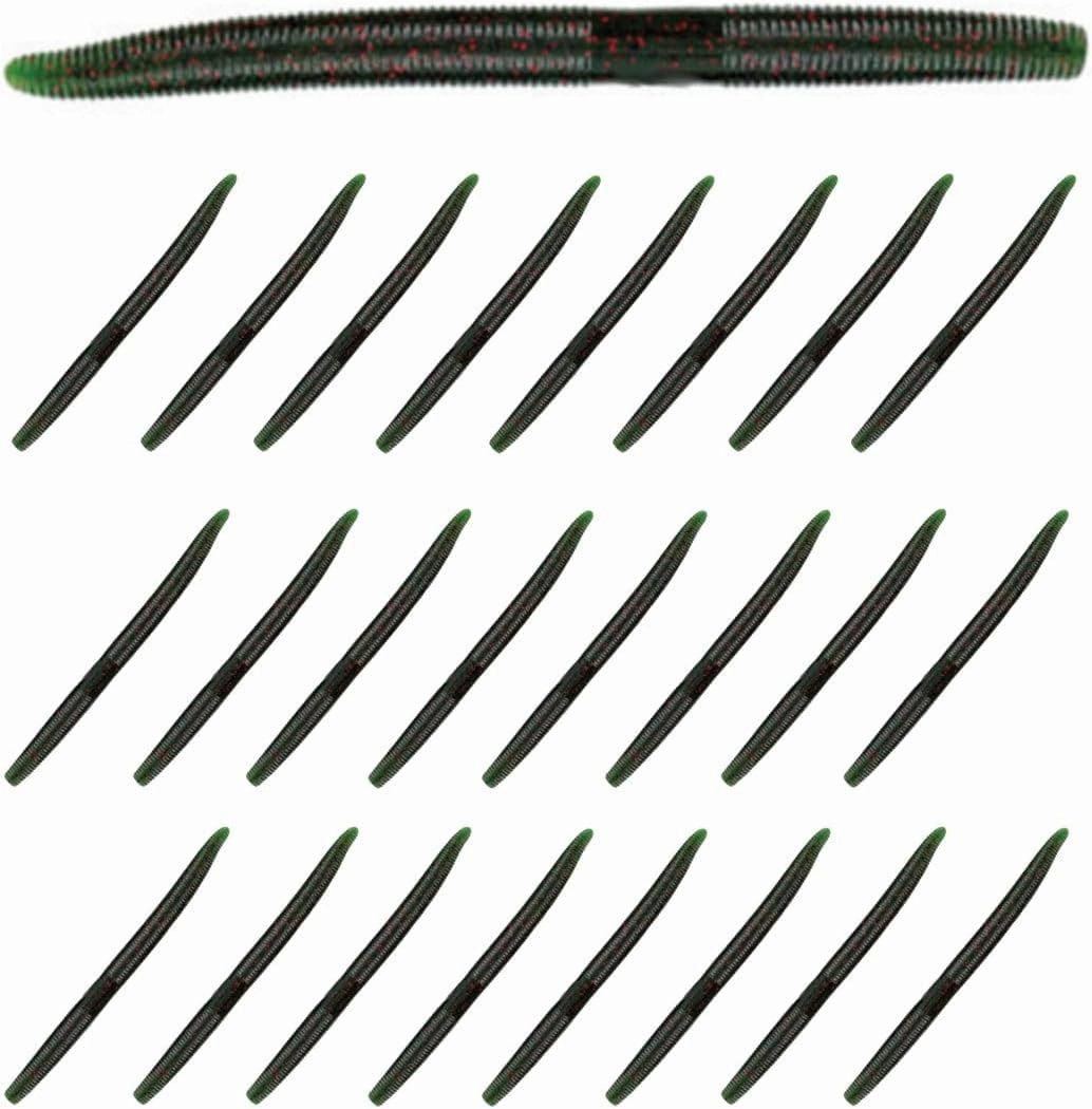 Reaction Tackle Wacky Worms/Soft Plastic Worm Stick Baits / 5.5in - 24 Pack - Durable Fishing Lures for Bass and More