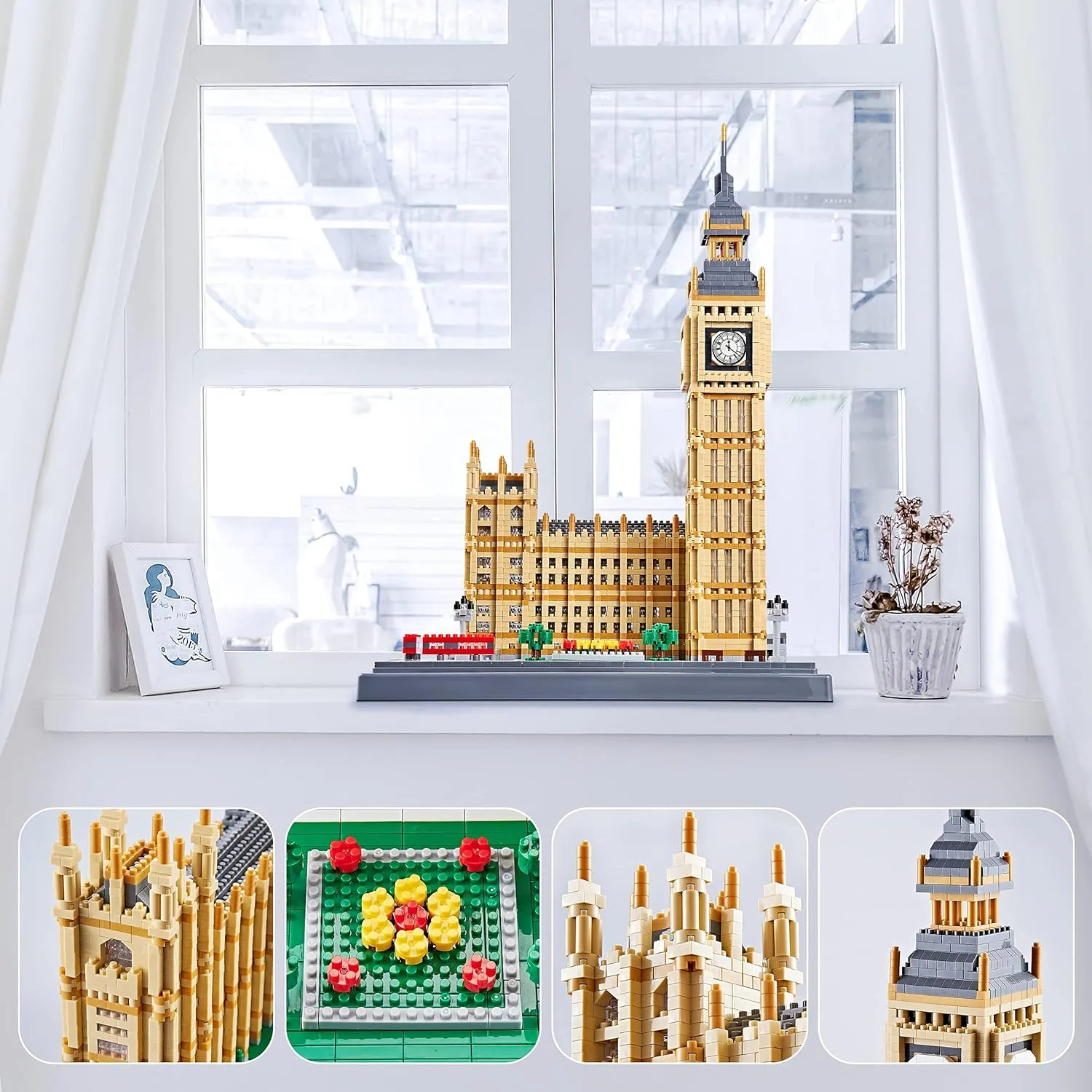 Real Architecture London Elizabeth Tower Big Ben Micro Building Blocks Set for Adults 6473 PCS - World Famous Architectural Model Gifts for Teens Kids Age of 14 